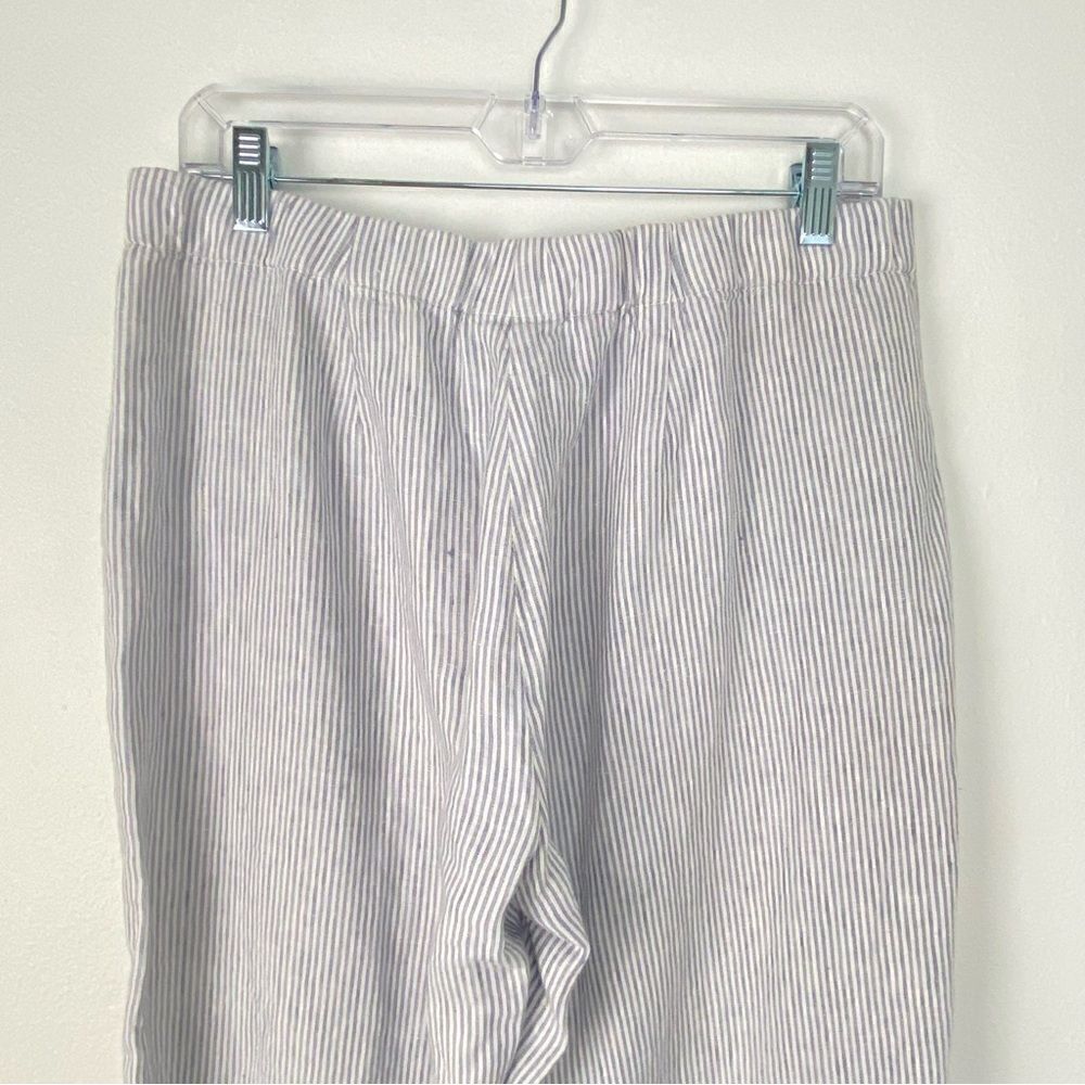 J Jill Love Linen Women’s Ankle Pants Blue & White Striped Lightweight Size S - Picture 10 of 14